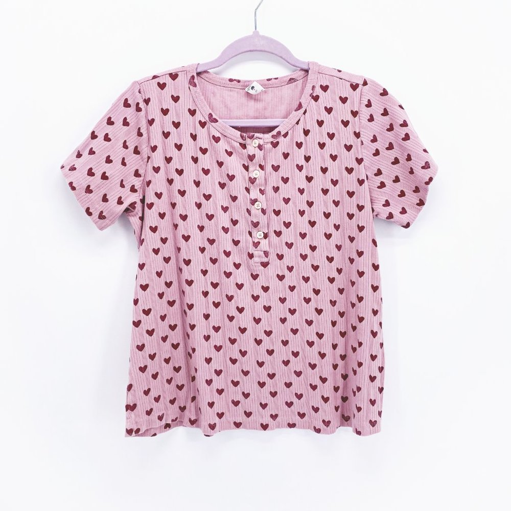 Kate Quinn Hearts Ribbed‎ PJ Top